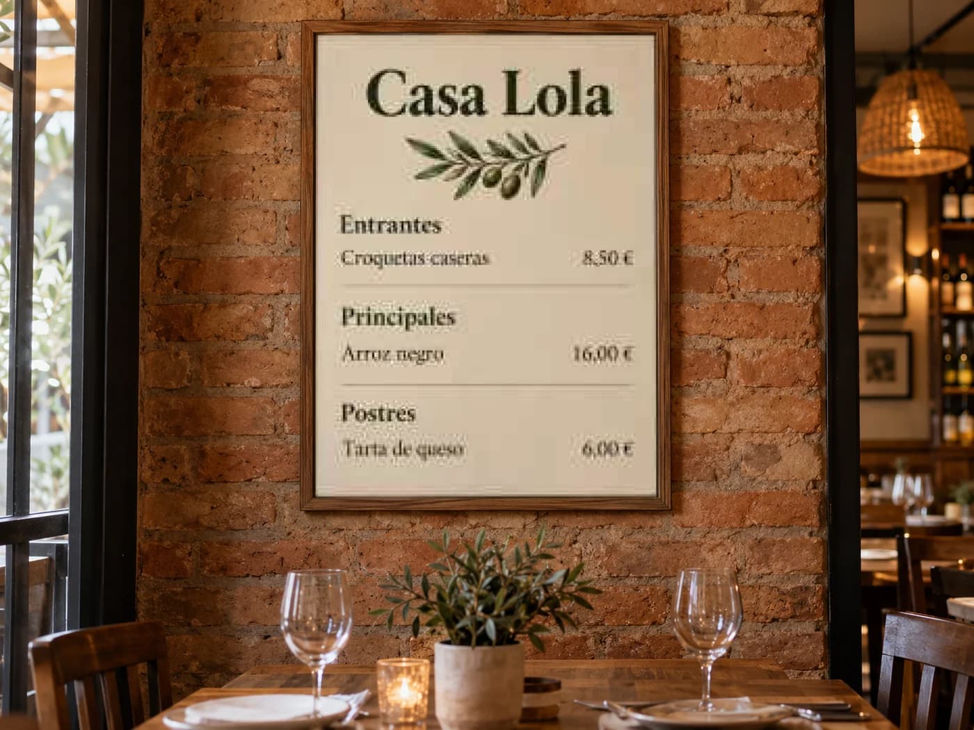 Carta de restaurante — antes de restaurar